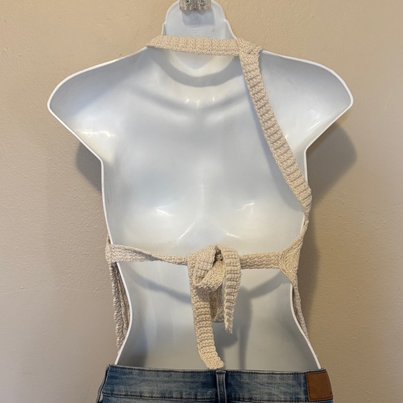 Zara Asymmetrical Knit Tank Top in Cream - Picture 2 of 3